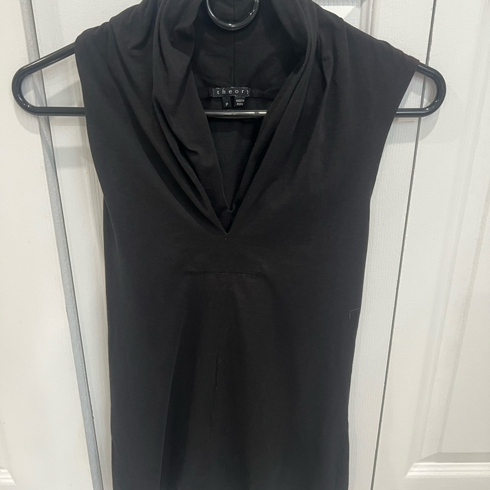 Theory Black Cowl Neck Sleeveless Blouse
